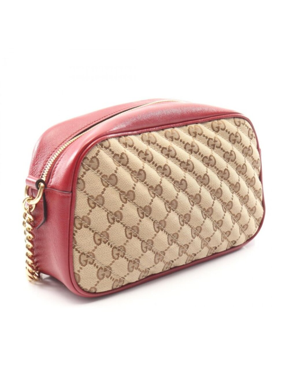 Gucci Shoulder Bag GG Marmont Canvas Beige Red - Picture 2 of 6